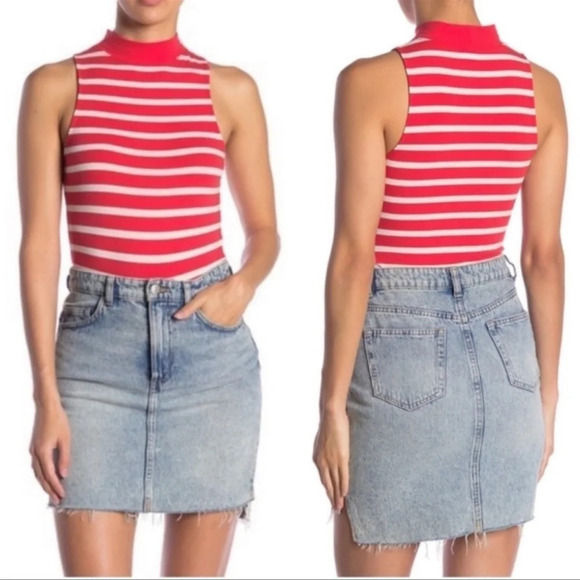 NWT ABOUND Sleeveless Mock Neck Striped Bodysuit Size XXL - Picture 1 of 10